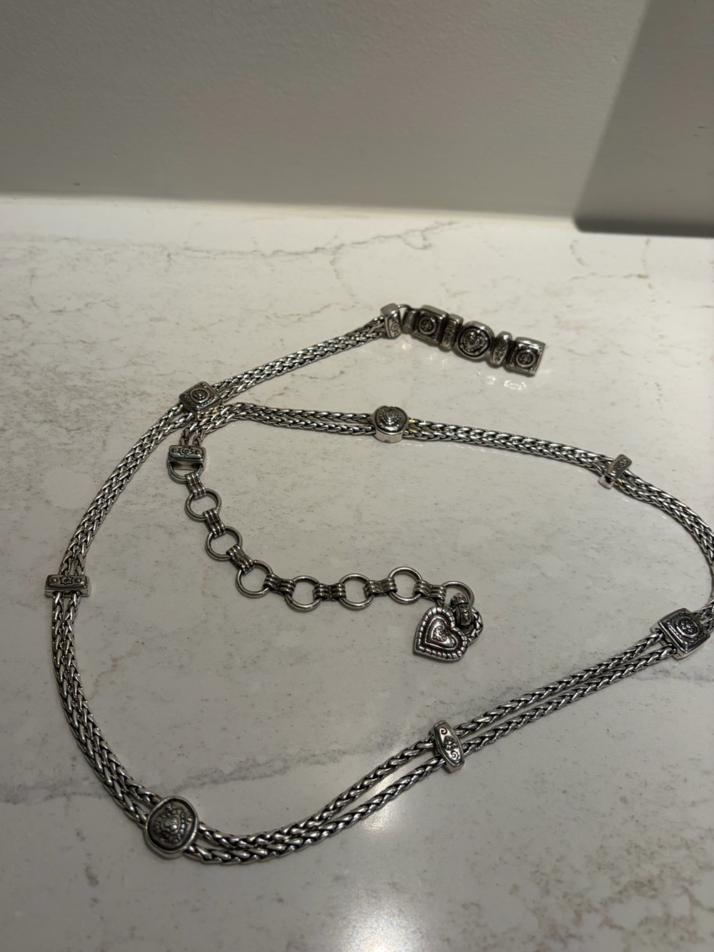 Brighton Silver-Tone Multi-Chain Belt with Heart Charm